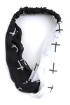 Fashion Cross Print Headwrap Headband Hair Accessory For Women / AZFJHB107-WBK-CRO