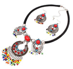 Vintage Ethnic Statement African Beads Necklace Set / AZBTBSA02-BMU