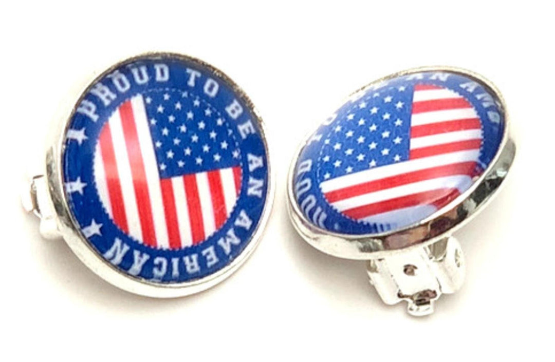 Fashion Lady American Flag Enamel Earrings With Crystal - Women's Rhinestone Stand Studs