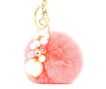 Rabbit Fur Pom Pom with Imitation Pearl Charm Key Chain / Bag Charm / AZKCPCA04-GPI