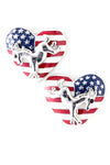 Fashion Independence Day American Flag Election Heart Post Earring Set For Women / AZERPT001-SRB-PAT