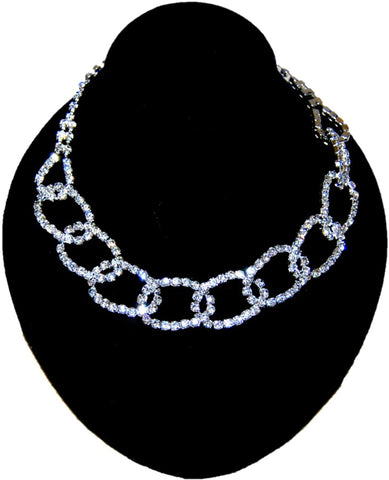 Silver Tone Rhinestone Necklace Pageant Prom Wedding Party / AZBLRN002-SCB