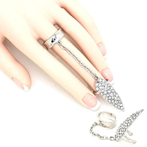 Crystal Finger Chain Free Ring / AZRIFR121-SCL