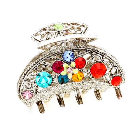 Fashion Petite Ombre Glass Crystal Flower Hair Claw Clip for Women / AZHAHC779-ASM