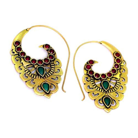 Bollywood Antique Party wear Peacock Drop Earrings For Women / AZINOXE22-AGM