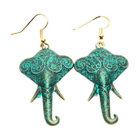 Trendy Fashion Patine Elephant Dangle Earrings For Women / AZEAEL001-GPT