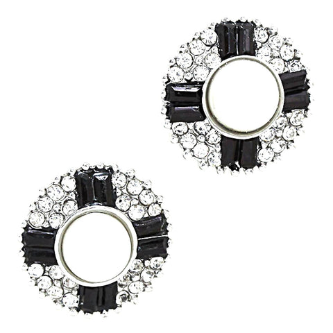 Cross Imitation Pearl Bubble Disk Clip On Earrings / AZERCO350-SBP