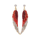 Fashion Trendy Long Feather Angel Wings Statement Earrings For Women / AZERFH322-GRD