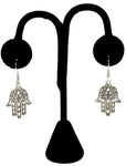 Antique Silver Hamsa Dangle with Star of David Earrings For Women / AZAEHH003-ASL