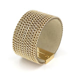Elegant Gold Tone Chain Leather Bracelet / AZBRMA802-GLD