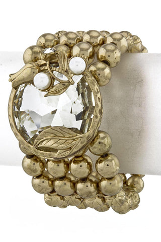 Trendy Fashion Unique Imitation Pearl Flower Jewel Bracelet for Women / AZBRST022-AGC