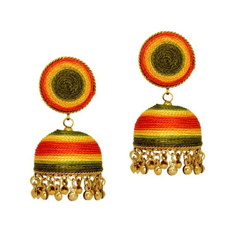 Trendy Designer Multi Color Light Weight Jhumka Thread Earrings For Women / AZINJE401-MUL