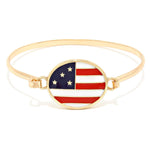 Independence Patriotic - Oval Flag Fashion Bracelet / AZBRFL275-GMU-PAT