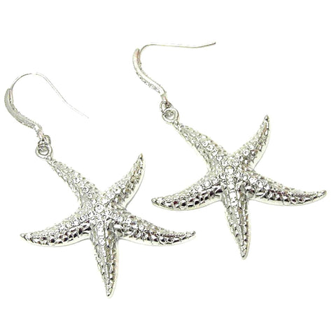 Sea Life / Beach Crystal Starfish Drop Earring For Women / AZERSEA001-SCL