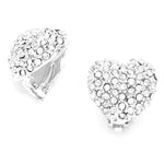 Valentine Heart / Crystal Pave Heart Clip on Earrings / AZERCO300-SCL
