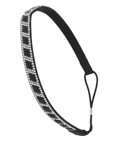 Black Glass & Clear Rhinestone Headband/Hair Accessory For Women / AZFJHB730-BCL