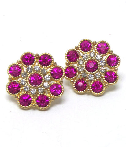 Arras Creations Imitation Flower Crystal Bold Earrings / AZKEKU003-GDP