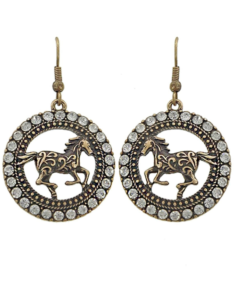 WESTERN Horse Fish Hook Earrings For Women / AZERSW493-AGC