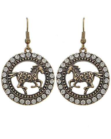 WESTERN Horse Fish Hook Earrings For Women / AZERSW865-AST