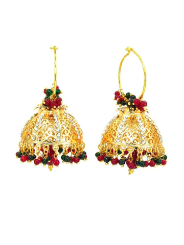 Imitation Designer Hoop Style Jhumki Earrings For Women / AZINHZ002-GGR