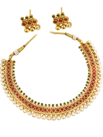 Authentic Indian Traditional Imitation Gold Tone Jewelry for Women / AZINGT201-GRG