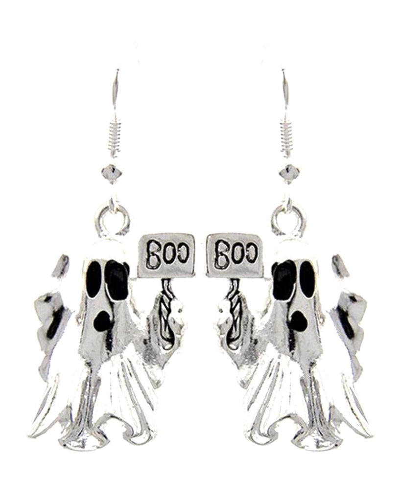 Fashion Halloween Ghost W/bpp Boo Dangle Fish Hook Earrings For Women /  AZERHE196-BSL