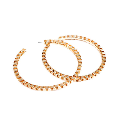 Trendy Fashion Box Chain Hoop Earring / AZERFH070-GLD