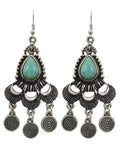 Trendy Fashion Chandelier Dangle Antique Silver Turquoise Stone Earring / AZERVT824-ATU