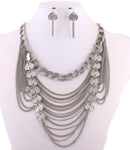 Arras Creations Fashion Trendy Fashion Necklace & Earring Set / AZFJNS030-SIL