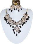 Fashion Trendy Bollywood Style Indian Imitation Necklace Set For Women / AZBWBR001-BLK