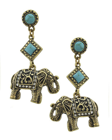Trendy Fashion Elephant Post Dangle Earrings For Women / AZEREL927-AGT