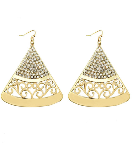 Gold Stone Triangle Earrings / AZERFH228-GCL