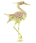 Austrian Crystal Flamingo Pin Brooch / AZFJBR426-GPI