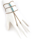Faux ORB Jewel Lined Finger Bracelet / Hand Chain / AZFJSBB123-ATU