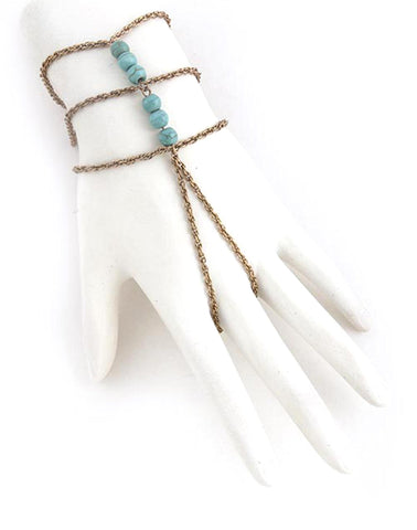 Faux ORB Jewel Lined Finger Bracelet / Hand Chain / AZFJSBB123-ATU
