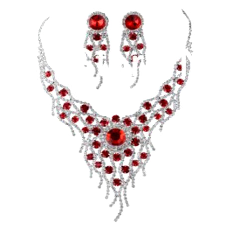 Arras Creations Fashion Trendy Rhinestone Necklace Set For Women / AZBLRH047-SRD