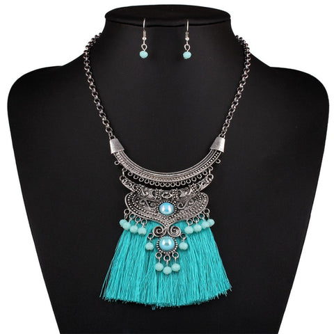 Fashion Trendy Classic Romantic Tassel Stoned Necklace for Women / AZFJTSA01