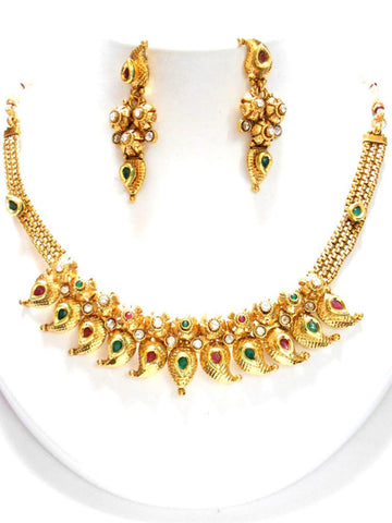 Indian Traditional Imitation Gold Tone Jewelry for Women / AZINGT406-GRG