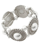 Stretch Bold Metal Statement Theme Pearl / Color: Silver/Pearl / AZBRST036-PSL