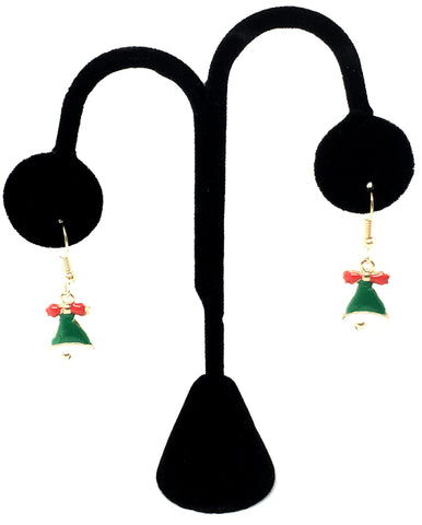 Christmas : Delicate Santa Christmas Bell Dangle Fish Hook Earrings For Women / AZAEXM009-GMU