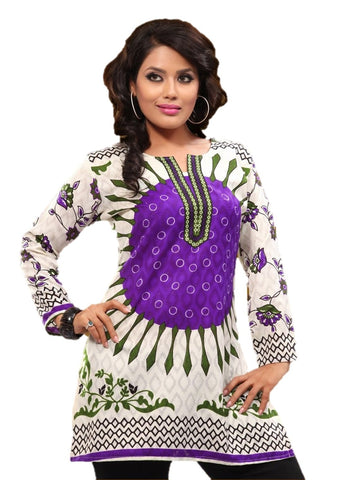 Indian Tunic Top Womens / Kurti Printed Blouse tops - AZDKJD-61A
