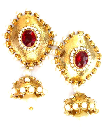 Imitation Designer Stone Jhumka Earrings For Women / AZINJEI749-GRD