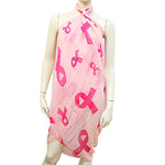 Pink Ribbon Polyester Pareo / Spring Scarf / AZMISC008-DPK-BCA