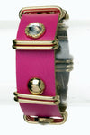 Fashion Trendy Joyful Day Snap-On Leather Bracelet For Women / AZBRLB008-SFU