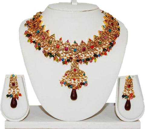 Arras Creations Designer Imitation Polki Necklace Set for Women / AZINPN002-MUL