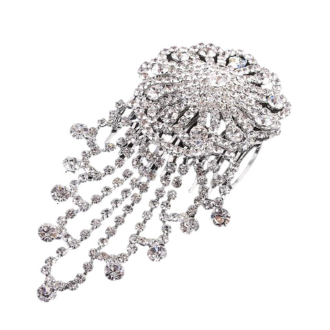 CRYSTAL FLOWER PAVE HAIR COMB / AZHARC101-SCL