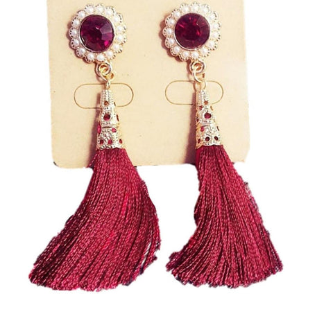 Fashion Vintage Flower Shaped Simulated Pearl Tassel Earrings For Women / AZERTSA03-ARP