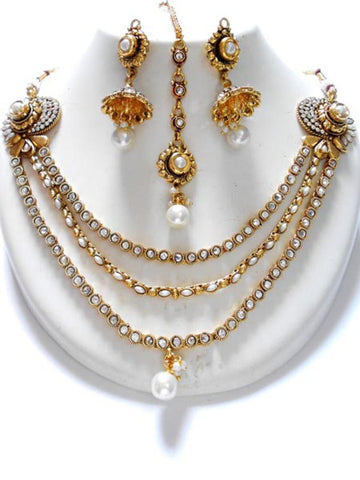 Arras Creations Designer Imitation Heavy Bridal Style Necklace Set for Women / AZINDN601-GPE