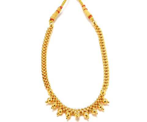Arras Creations Imitation Traditional Kolhapuri Necklace - Delicate Thushi for Women / AZKCN2044-GLD