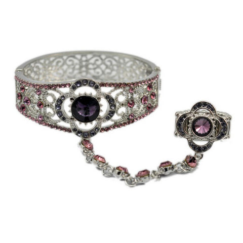 Fashion Luxurious Rhinestone Bridal Bracelets with Ring / Slave Bracelet For Women / AZBLSB010-SPU